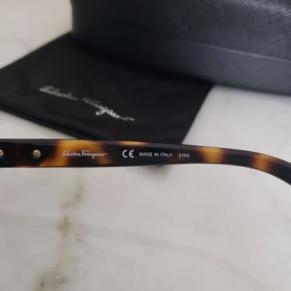 NIB Salvatore Ferragamo Oversize Tortoise Brown Side Cut Out 52mm Sunglasses